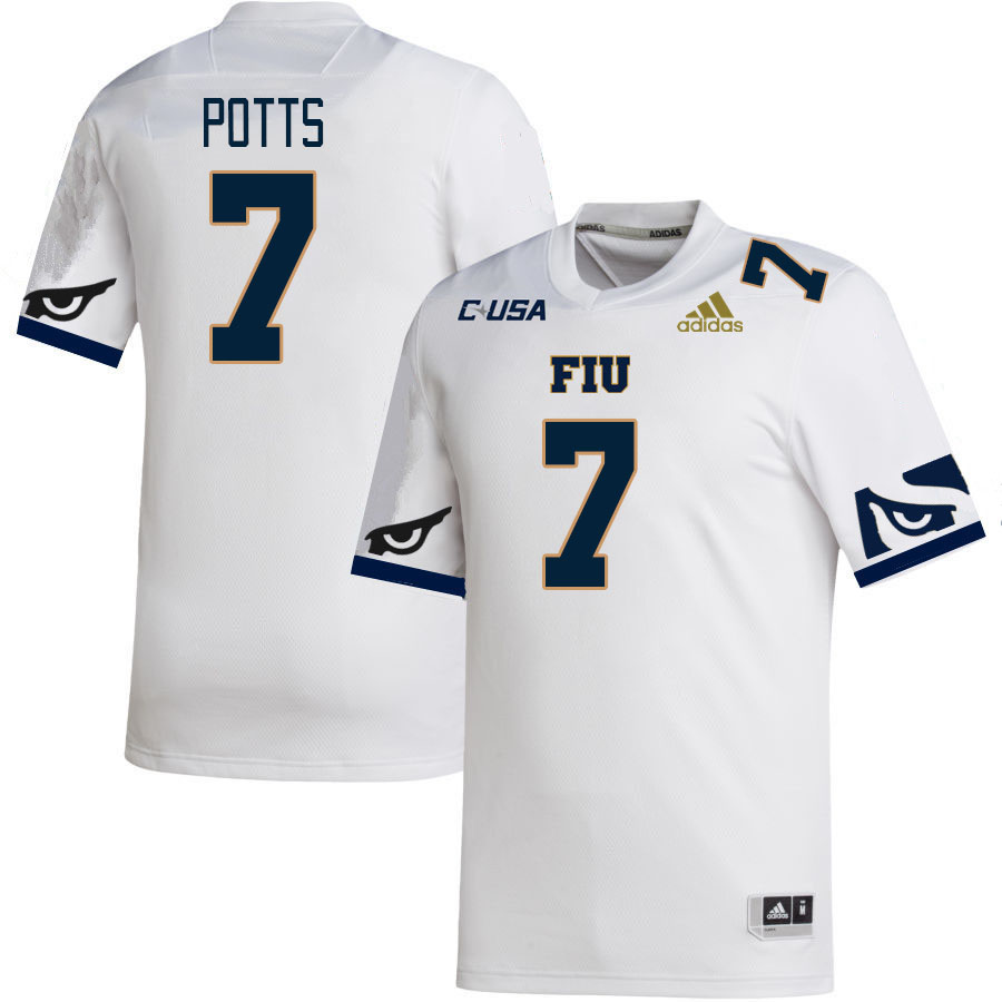 Men-Youth #7 Jamal Potts Florida International Panthers College Football Jerseys Stitched Sale-White